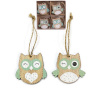Drevené ozdoby na zavesenie 8 ks - sovy zelené Drevené ozdoby na zavesenie 8 ks - sovy zelené