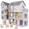 KIK KX6278 Drevený domček pre bábiky + nábytok 70 cm, šedý