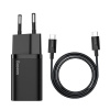 Baseus Super Si 1C 25W rýchlonabíjací adaptér s káblom USB-C na USB-C, 1 m, čierny (TZCCSUP-L01) Baseus Super Si 1C 25W rýchlonabíjací adaptér s káblom USB-C na USB-C, 1 m, čierny (TZCCSUP-L01)