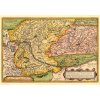 ABRAHAM ORTELIUS (1527-1598): Mapa Uhorsko. Kolorovaná medirytina. Antverpy, 1579. Druh potlače: Exkluzívne prevedenie na plátne v drevených lištách 75x53 - Reprodukcia dekoračnej historickej mapy na ABRAHAM ORTELIUS (1527-1598): Mapa Uhorsko. Kolorovaná medirytina. Antverpy, 1579. Druh potlače: Exkluzívne prevedenie na plátne v drevených lištách 75x53 - Reprodukcia dekoračnej historickej mapy na