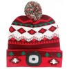 čiapka zimná s čelovkou LED, vianočná červeno-hnedá s brmbolcom (USB nabíjanie) čiapka zimná s čelovkou LED, vianočná červeno-hnedá s brmbolcom (USB nabíjanie)