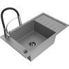 Mexen Elias granitový drez s 1 komorou s odkvapkávačom a kuchynskou batériou Aster, sivý - 6511-71-73450-07-B Mexen Elias granitový drez s 1 komorou s odkvapkávačom a kuchynskou batériou Aster, sivý - 6511-71-73450-07-B