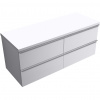CERANO - Kúpeľňová skrinka Velora - biela matná, úchytka chrómová + doska pod umývadlo Navira Pro - 36 mm - 160x56,6x46,5 cm CER-668537 CERANO - Kúpeľňová skrinka Velora - biela matná, úchytka chrómová + doska pod umývadlo Navira Pro - 36 mm - 160x56,6x46,5 cm CER-668537