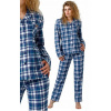 Dámske pyžamo na rozopínanie gombíky Evlyn kárované M Modrá Dámske pyžamo na rozopínanie gombíky Evlyn kárované M Modrá