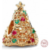Prívesok Striebro 925 Trblietavý vianočný stromček zlato, korálik pre vianočný náramok