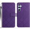 Peňaženkové kožené puzdro Rhombic Grid Texture na Galaxy A55 5G - Fialová Peňaženkové kožené puzdro Rhombic Grid Texture na Galaxy A55 5G - Fialová