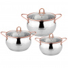 Haus Roland Rozsdamentes edénykészlet, 6 részes, réz fogantyúkkal Haus Roland Haus Roland Rozsdamentes edénykészlet, 6 részes, réz fogantyúkkal Haus Roland