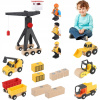 Edukačná hračka pre chlapcov Drevené Stavenisko Pohyblivý žeriav Vozidlá Edukačná hračka pre chlapcov Drevené Stavenisko Pohyblivý žeriav Vozidlá