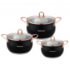 Haus Roland Rozsdamentes edénykészlet, 6 részes, matt fekete, réz fogantyúkkal Haus Roland Haus Roland Rozsdamentes edénykészlet, 6 részes, matt fekete, réz fogantyúkkal Haus Roland