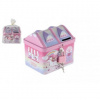 Pokladnička domeček jednorožec plechová se zámkem růžová v sáčku Pokladnička domeček jednorožec plechová se zámkem růžová v sáčku