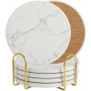 KERAMICKÉ PODLOŽKY POD POHÁRE 6 KS + KOVOVÝ STOJAN ZLATÝ 10 CM KERAMICKÉ PODLOŽKY POD POHÁRE 6 KS + KOVOVÝ STOJAN ZLATÝ 10 CM