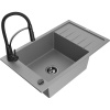 Mexen Elias žulový kuchynský drez s 1 komorou, odkvapkávačom a kuchynskou batériou Aster, sivý - 6511-71-73450-70-B Mexen Elias žulový kuchynský drez s 1 komorou, odkvapkávačom a kuchynskou batériou Aster, sivý - 6511-71-73450-70-B