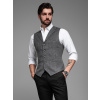 Ombre Elegant men's checkered vest with lapels - black šedá L Ombre 5907064508426 Ombre Elegant men's checkered vest with lapels - black šedá L Ombre 5907064508426