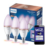 3x LED žiarovka E14 Candle C37 4,9W = 40W 470lm 2200-6500K RGB + TW Smart SMART WiFi Bluetooth App WiZ Philips 3x LED žiarovka E14 Candle C37 4,9W = 40W 470lm 2200-6500K RGB + TW Smart SMART WiFi Bluetooth App WiZ Philips