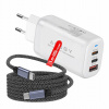 Kábel USB-C na USB-C 1 m Magnetický Odolný + Nabíjačka 3v1 65 W Kábel USB-C na USB-C 1 m Magnetický Odolný + Nabíjačka 3v1 65 W