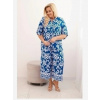 Kesi Włoski Dámska viskózová súprava Plus Size s geometrickou potlačou nevädzová modrá Kesi Włoski Dámska viskózová súprava Plus Size s geometrickou potlačou nevädzová modrá