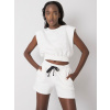 Biela dámska krátka súprava šortiek a topu -HG-KMPL-5447.14X-white L Biela dámska krátka súprava šortiek a topu -HG-KMPL-5447.14X-white L