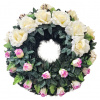 Smútočný veniec s umelými ružami a hortenziami Ø 65cm Smútočný veniec s umelými ružami a hortenziami Ø 65cm