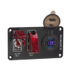 Prepínačový panel 2× spínač, 2× USB QC3.0 a USB-C PD zásuvkou s voltmetrom – 12 V Prepínačový panel 2× spínač, 2× USB QC3.0 a USB-C PD zásuvkou s voltmetrom – 12 V