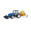 Bruder Traktor New Holland T5.120 s čelním nakladačem, korbou, vidlemi a kulatým balíkem Bruder Traktor New Holland T5.120 s čelním nakladačem, korbou, vidlemi a kulatým balíkem