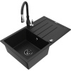 Mexen Bruno, 1-komorový granitový drez 795x495x200 mm a drezová batéria Savita, čierna, 6513-77-672601-70-B Mexen Bruno, 1-komorový granitový drez 795x495x200 mm a drezová batéria Savita, čierna, 6513-77-672601-70-B