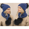Fashionweek Exkluzívny alpakový zimný set čiapky a šál s brmbolcami JENOT ZIZI-AL4 Farba: Jeans, Veľkosť: Universal Fashionweek Exkluzívny alpakový zimný set čiapky a šál s brmbolcami JENOT ZIZI-AL4 Farba: Jeans, Veľkosť: Universal