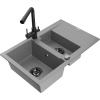 Mexen Gaspar granitový drez 1,5-komorový s odkvapkávačom a kuchynskou batériou Duero, sivá - 6507-71-671600-70-B Mexen Gaspar granitový drez 1,5-komorový s odkvapkávačom a kuchynskou batériou Duero, sivá - 6507-71-671600-70-B