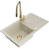 Mexen Pablo, 1-komorový granitový drez 752x436x161 mm a drezová batéria Savita, béžová, 6510-69-672601-50 Mexen Pablo, 1-komorový granitový drez 752x436x161 mm a drezová batéria Savita, béžová, 6510-69-672601-50