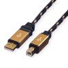 Kábel USB 2.0 A-B M/M 3m, High Speed, čierny/zlatý, Gold, pozl. konektor Kábel USB 2.0 A-B M/M 3m, High Speed, čierny/zlatý, Gold, pozl. konektor