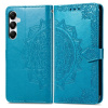 Peňaženkové kožené puzdro Mandala Flower Embossed na Galaxy A55 5G - Modrá Peňaženkové kožené puzdro Mandala Flower Embossed na Galaxy A55 5G - Modrá
