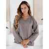 Dámsky sivý sveter s véčkovým výstrihom MY2519, my2519-S/M S/M Dámsky sivý sveter s véčkovým výstrihom MY2519, my2519-S/M S/M