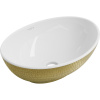 Mexen Elza, keramické umývadlo na dosku 405 x 330 mm, biela-zlatý vzor, 21014008 Mexen Elza, keramické umývadlo na dosku 405 x 330 mm, biela-zlatý vzor, 21014008
