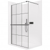 CERANO - Sprchová zástena Walk-in Onyx Round Ľ/P - 8 mm + polička/držiak na uteráky - guľatá vzpera - čierna matná, industriálne sklo - 100x200 cm CERANO - Sprchová zástena Walk-in Onyx Round Ľ/P - 8 mm + polička/držiak na uteráky - guľatá vzpera - čierna matná, industriálne sklo - 100x200 cm