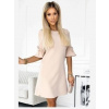 Numoco 217-7 NEVA Trapezové šaty s mašľou - béžové Numoco 217-7 NEVA Trapezové šaty s mašľou - béžové