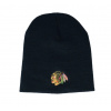 Pánska zimná čiapka Chicago Blackhawks NHL Bez manžety, pletená, čierna Pánska zimná čiapka Chicago Blackhawks NHL Bez manžety, pletená, čierna