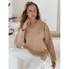 Béžový dámsky sveter s véčkovým výstrihom MY2518, my2518-M/L M/L Béžový dámsky sveter s véčkovým výstrihom MY2518, my2518-M/L M/L