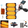 ORANŽOVÁ STROBOSKOPOVÁ LAMPA V IMITÁCII 4x 12 LED 12V sada s diaľkovým ovládačom ORANŽOVÁ STROBOSKOPOVÁ LAMPA V IMITÁCII 4x 12 LED 12V sada s diaľkovým ovládačom
