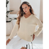 Dámsky ecru sveter s véčkovým výstrihom MY2517, my2517-S/M S/M Dámsky ecru sveter s véčkovým výstrihom MY2517, my2517-S/M S/M
