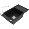 Mexen Elias žulový drez 1-komorový s odkvapkávačom a kuchynskou batériou Rita, čierny - 6511-77-670300-00 Mexen Elias žulový drez 1-komorový s odkvapkávačom a kuchynskou batériou Rita, čierny - 6511-77-670300-00