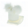 Baby Nellys Zimná čiapočka s komínom chlupáčkové bambuľky biela Baby Nellys Zimná čiapočka s komínom chlupáčkové bambuľky biela