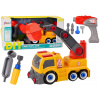LEAN TOYS DIY kreslený žeriavový nákladný automobil na odskrutkovanie oranžovej farby LEAN TOYS DIY kreslený žeriavový nákladný automobil na odskrutkovanie oranžovej farby