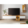 Bighome - TV stolík divoký dub 220x43x55 prírodný olejovaný / biele sklo WIEN Bighome - TV stolík divoký dub 220x43x55 prírodný olejovaný / biele sklo WIEN