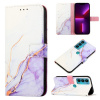 Peňaženkové kožené puzdro Marble na Motorola Edge 20 - Biela a Fialová Peňaženkové kožené puzdro Marble na Motorola Edge 20 - Biela a Fialová