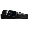 Pánsky čierny kožený opasok so striebornou automatickou prackou - Peterson Pánsky čierny kožený opasok so striebornou automatickou prackou - Peterson