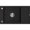 Mexen Elias granitový drez 1-komorový s odkvapkávačom 795 x 480 mm, čierny, sifón chróm - 6511791005-77 Mexen Elias granitový drez 1-komorový s odkvapkávačom 795 x 480 mm, čierny, sifón chróm - 6511791005-77