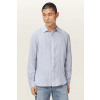 AllSaints košeľa pánska ľanová LOOM M172SC modrá S AllSaints košeľa pánska ľanová LOOM M172SC modrá S