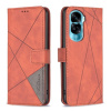 Peňaženkové kožené puzdro Rhombus Buckle na Honor 90 Lite - Hnedá Peňaženkové kožené puzdro Rhombus Buckle na Honor 90 Lite - Hnedá