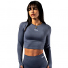 Seamless crop top s dlouhým rukávem POWER 892 šedý - M Seamless crop top s dlouhým rukávem POWER 892 šedý - M