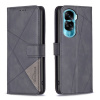 Peňaženkové kožené puzdro Rhombus Buckle na Honor 90 Lite - Čierna Peňaženkové kožené puzdro Rhombus Buckle na Honor 90 Lite - Čierna