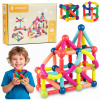 Magnetické plastové stavebné kocky Springos, 128 ks Magnetické plastové stavebné kocky Springos, 128 ks